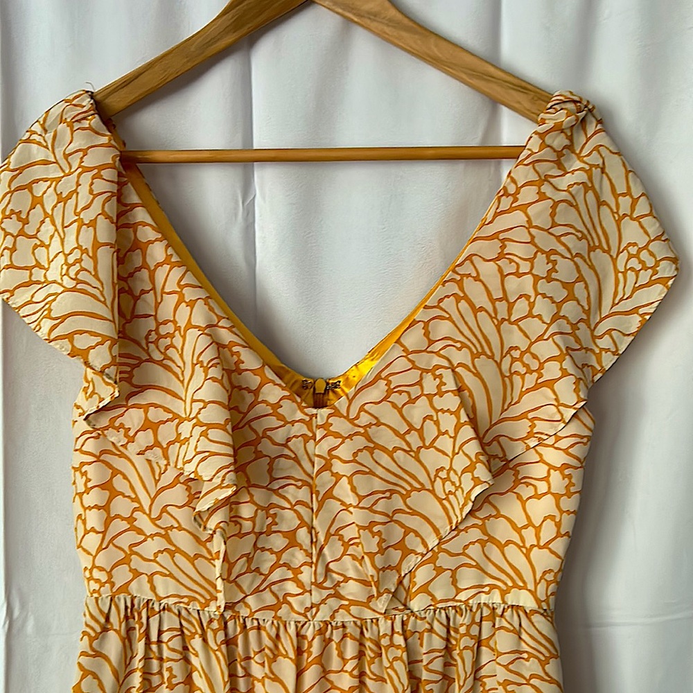 Jenny Yoo Beautiful 💯% Silk Sleeveless Sunny Yellow Floral Dress **Size 8** ☀️ - Picture 3 of 4